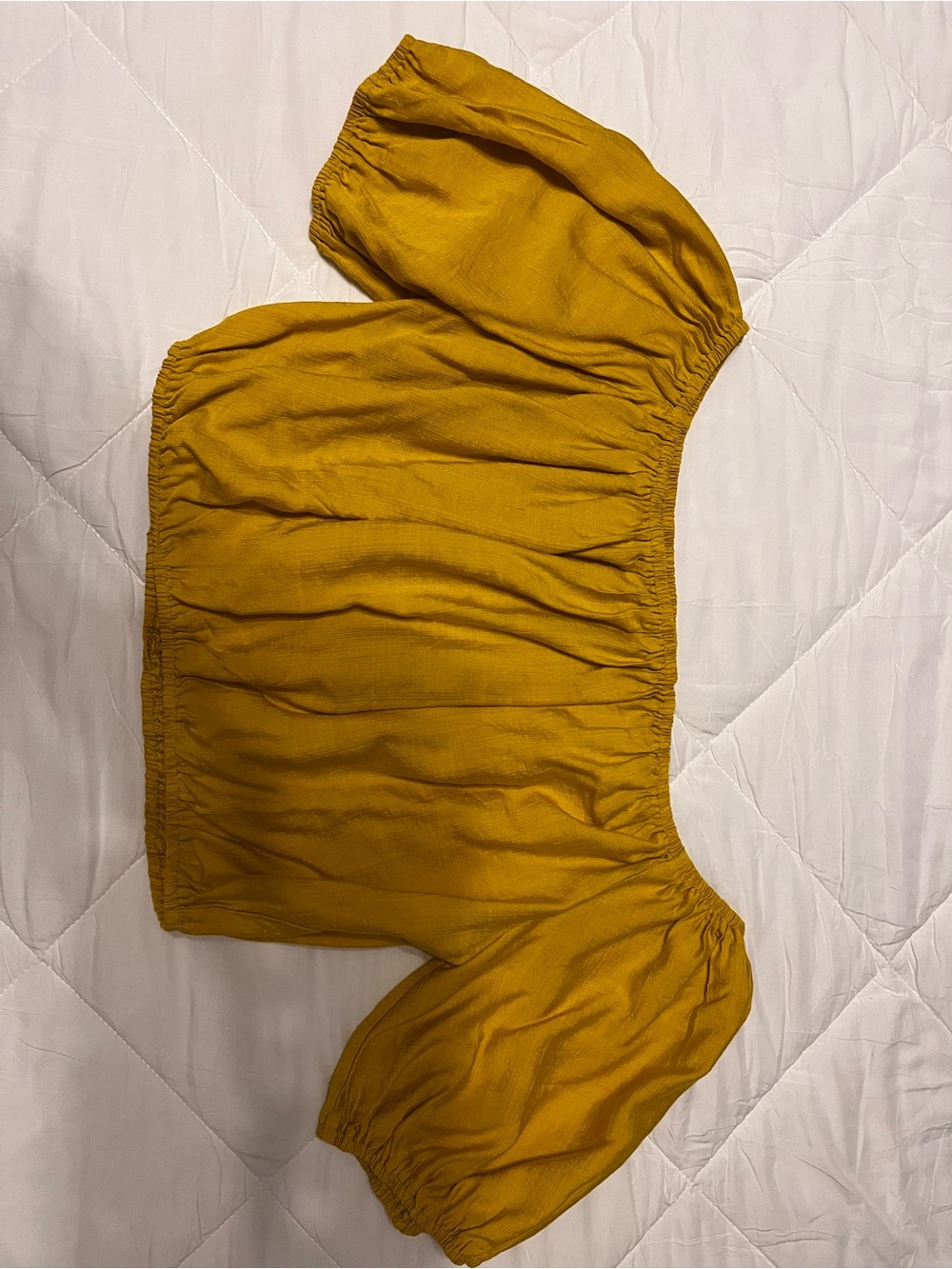 Off-Shoulder Mustard Yellow Crop Top